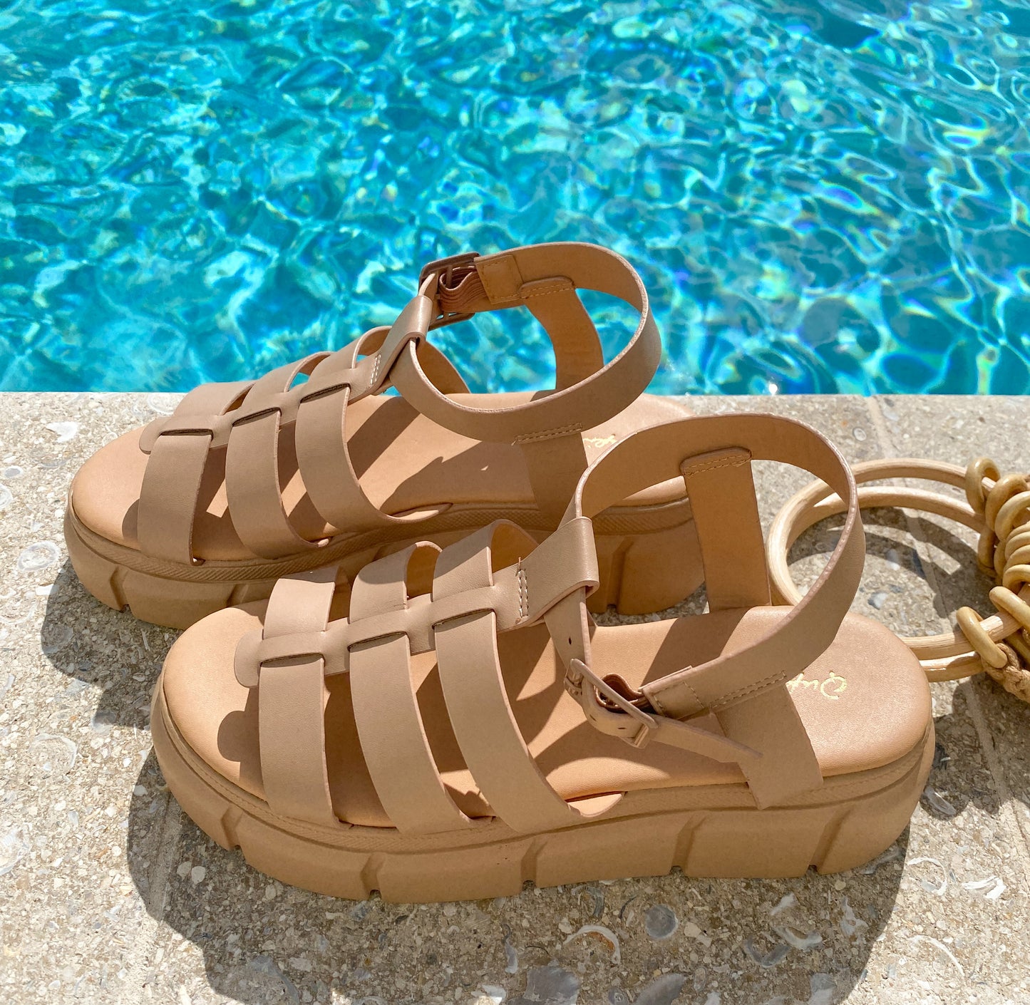 ENDLESS SUMMER NUDE CHUNKY FLATFORM SANDALS