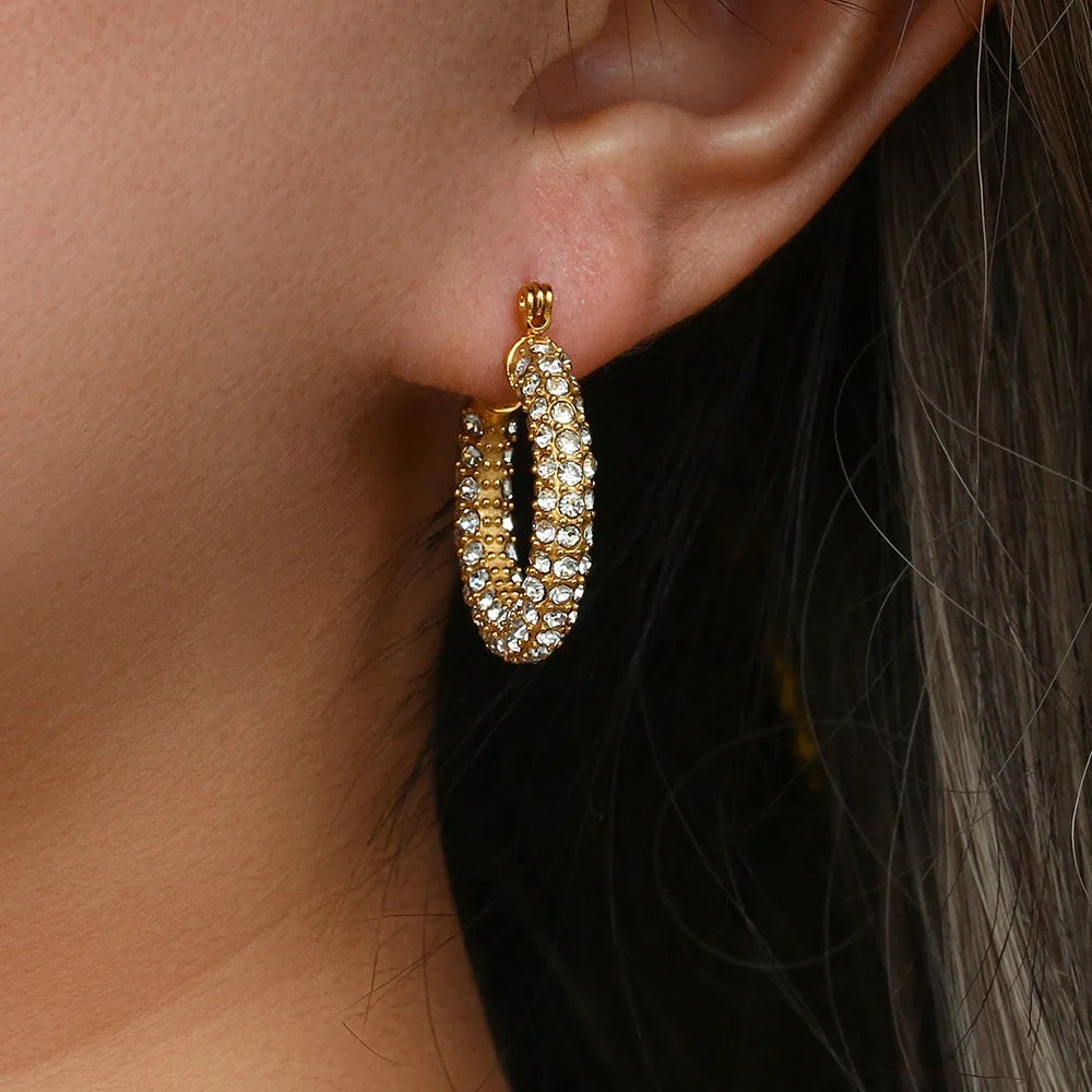 AMELIA GOLD PLATED RHINESTONE HOOPS