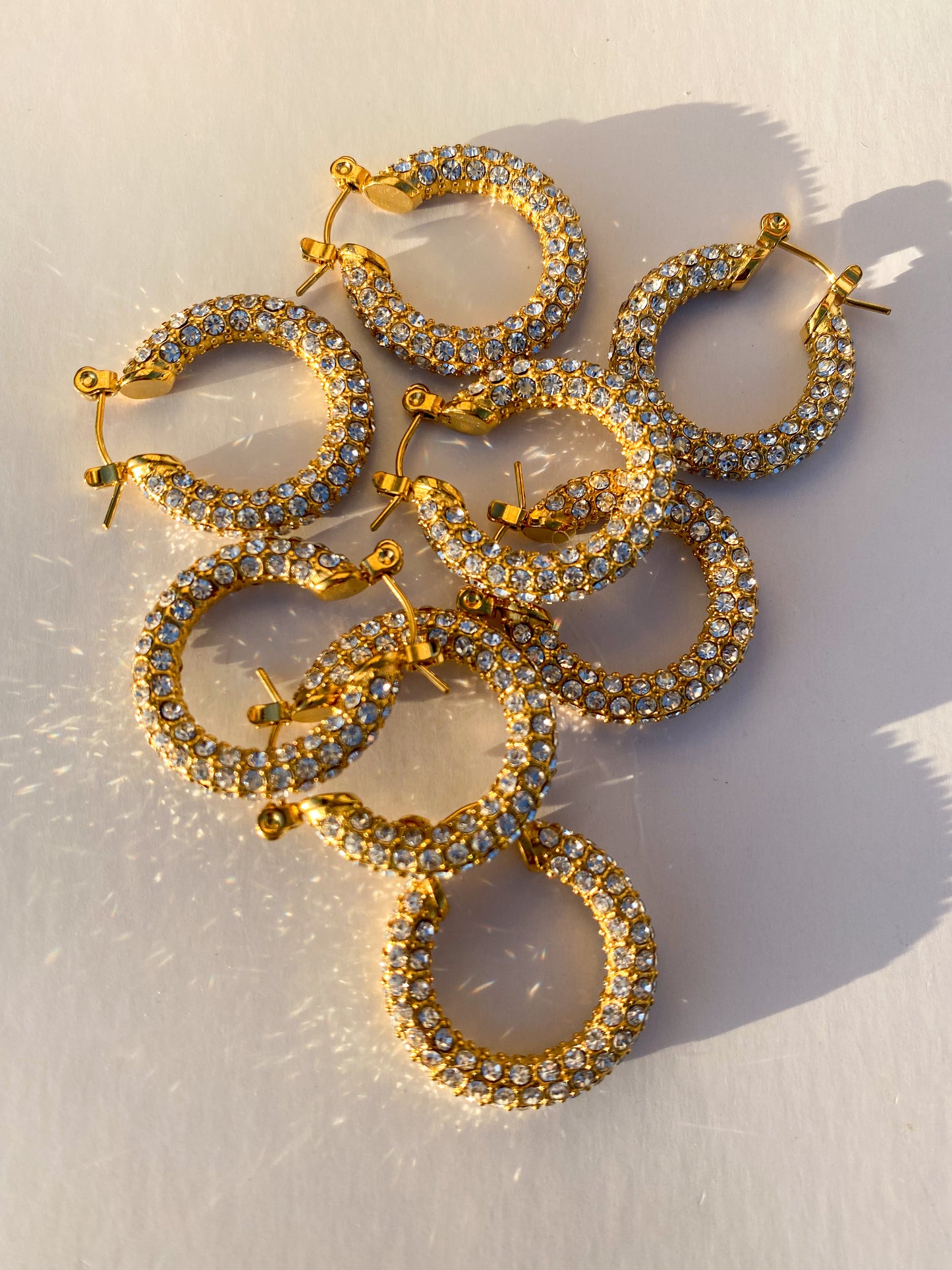 AMELIA GOLD PLATED RHINESTONE HOOPS